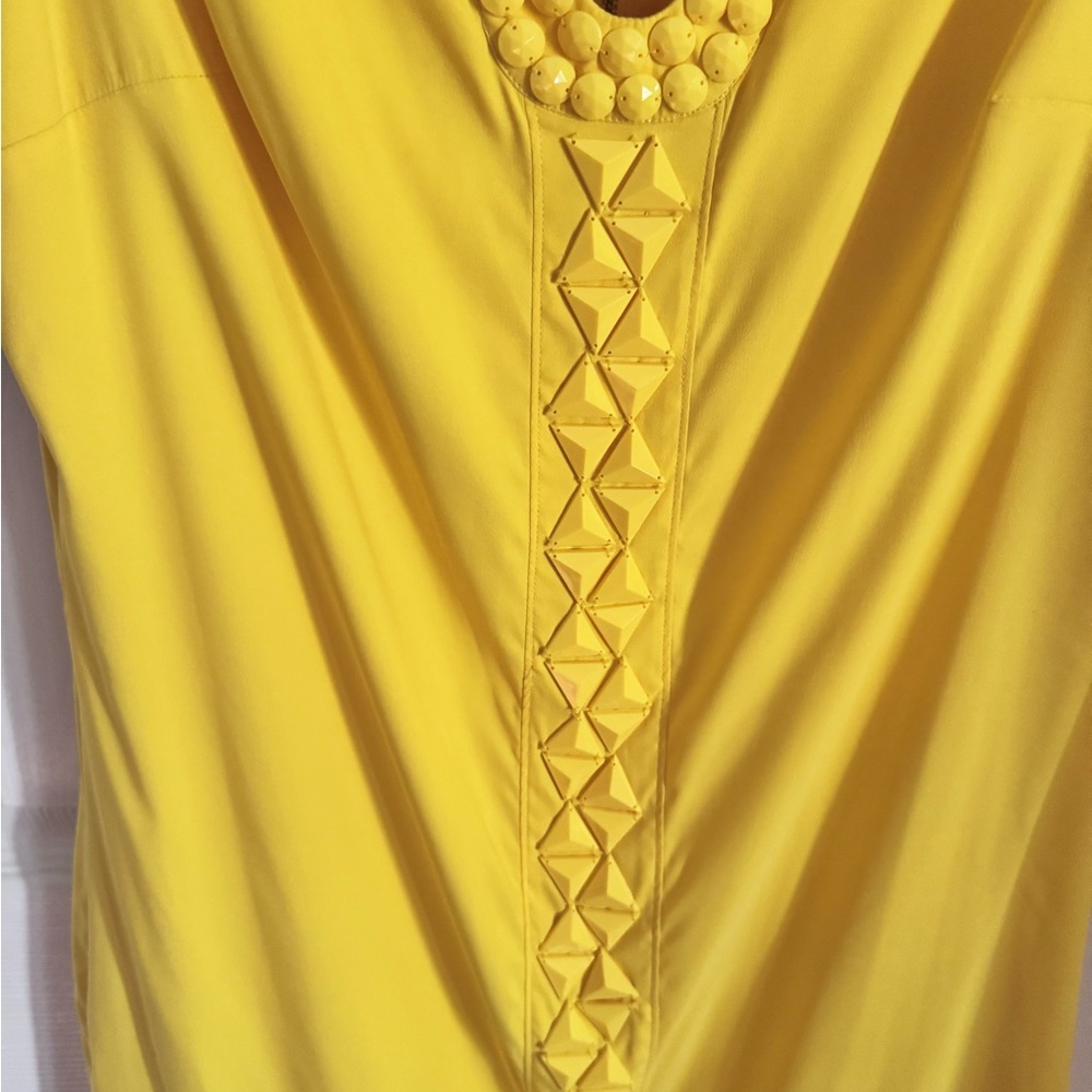 Guess by Marciano Yellow Sheath Mini Dress Sleeveless Crew Neck - Picture 5 of 6